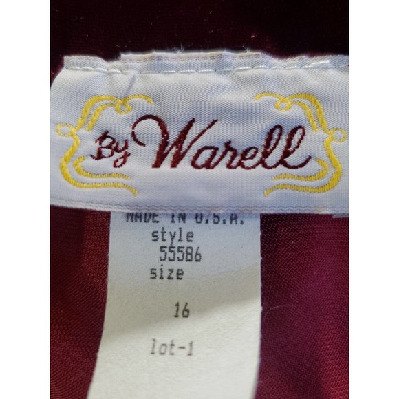 Vintage Warell Velvet 16 Open Front Burgundy Shoulder Pads Dressy Formal Jacket - Picture 9 of 9